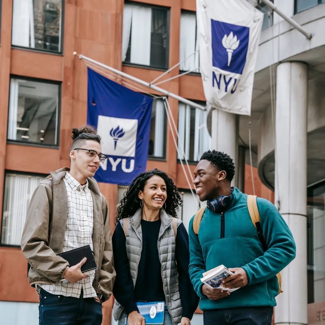 International students outside a university campus
